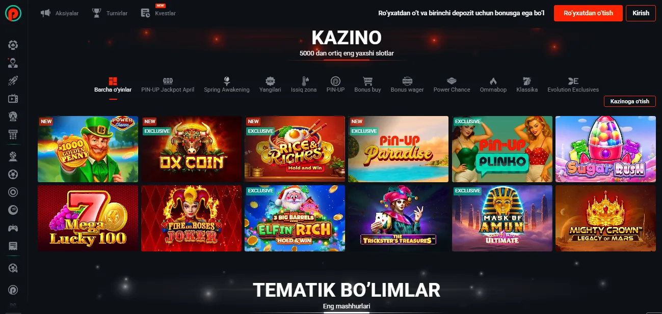 Pin Up app roʼyxatdan oʼtish va Uzbekistan hisobini yaratish